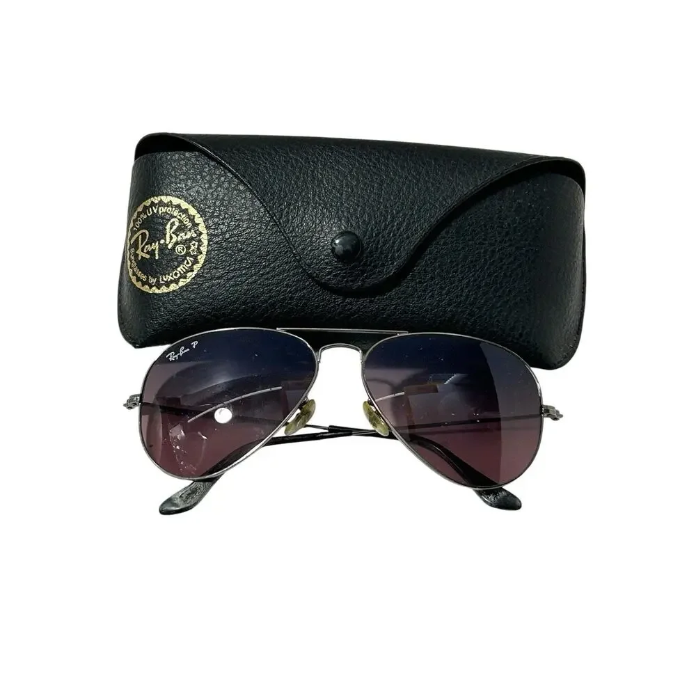 Ray Ban Aviator Large Metal RB3025 58mm Italy Polarized 3P Sunglasses w/Case